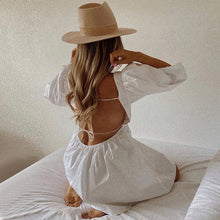 Load image into Gallery viewer, TALULA Mini Dress Features Backless Lace-Up Closures and Puffed Sleeves for a Modern Look - Bali Lumbung
