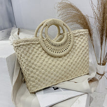 Load image into Gallery viewer, OKALANI Casual Versatile Square Woven Handbag Straws Shoulder Tote Bag - Bali Lumbung