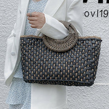 Load image into Gallery viewer, OKALANI Casual Versatile Square Woven Handbag Straws Shoulder Tote Bag - Bali Lumbung