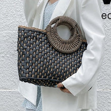 Load image into Gallery viewer, OKALANI Casual Versatile Square Woven Handbag Straws Shoulder Tote Bag - Bali Lumbung