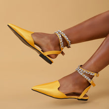 Load image into Gallery viewer, NIZHONI Women's Closed-Toe Crystal-Accented Ankle-Strap Pointed Toe Flat Shoes - Bali Lumbung