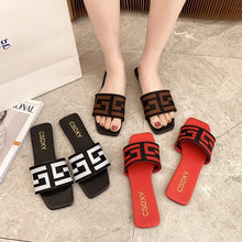 Load image into Gallery viewer, JAID Sandals with Letter Design & Flat Heels for Ladies