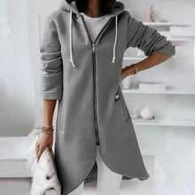Load image into Gallery viewer, SABAUNGH Hoodie with Curved Hem, Double Pockets, and Zipper Closure