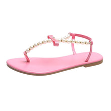 Load image into Gallery viewer, SHARON Classic Pearl Bow-Knot Design Comfortable Clip Toe Flat Sandals - Bali Lumbung