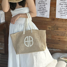 Load image into Gallery viewer, IOKE #3 Summer Large Straw Tote Beach Bag Handwoven Fish Net Design