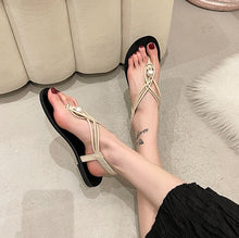 Load image into Gallery viewer, ELA #2 Casual Beach Inspired Braided Pearl Women Flat Sandals Open Toe