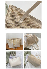 Laden Sie das Bild in den Galerie-Viewer, REMI Large Casual Beach Straw Vegan Leather Straps Tote Bag - Bali Lumbung