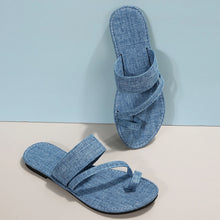 Load image into Gallery viewer, AKILI Denim Sandals Flat Toe & Fashionable - Bali Lumbung