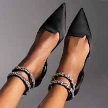 Load image into Gallery viewer, NIZHONI Women's Closed-Toe Crystal-Accented Ankle-Strap Pointed Toe Flat Shoes - Bali Lumbung