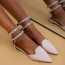 Load image into Gallery viewer, NIZHONI Women's Closed-Toe Crystal-Accented Ankle-Strap Pointed Toe Flat Shoes - Bali Lumbung
