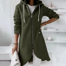 Load image into Gallery viewer, SABAUNGH Hoodie with Curved Hem, Double Pockets, and Zipper Closure