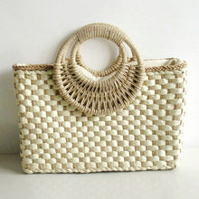 Load image into Gallery viewer, OKALANI Casual Versatile Square Woven Handbag Straws Shoulder Tote Bag - Bali Lumbung