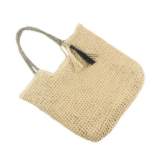 Load image into Gallery viewer, CORAL Casual Vintage Two Tones Color Tote Beach Straw Bag - Bali Lumbung