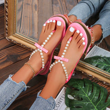 Load image into Gallery viewer, SHARON Classic Pearl Bow-Knot Design Comfortable Clip Toe Flat Sandals - Bali Lumbung