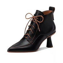 Load image into Gallery viewer, CIA Pointed Toe Square High Heel Buckle Ankle Boots - Bali Lumbung