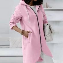 Load image into Gallery viewer, SABAUNGH Hoodie with Curved Hem, Double Pockets, and Zipper Closure
