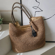 Load image into Gallery viewer, CORAL Casual Vintage Two Tones Color Tote Beach Straw Bag - Bali Lumbung
