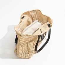 Load image into Gallery viewer, IOKE #3 Summer Large Straw Tote Beach Bag Handwoven Fish Net Design