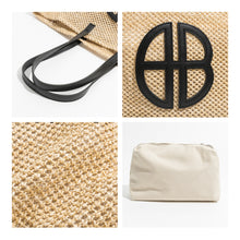 Load image into Gallery viewer, IOKE #3 Summer Large Straw Tote Beach Bag Handwoven Fish Net Design