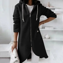 Load image into Gallery viewer, SABAUNGH Hoodie with Curved Hem, Double Pockets, and Zipper Closure