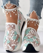 Load image into Gallery viewer, OSLA Women's Heeled Sneakers Bost Stylish Mesh Embroidery Design of Flowers