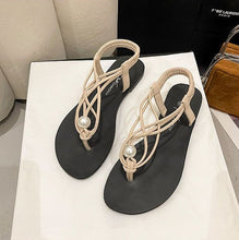 Load image into Gallery viewer, ELA #2 Casual Beach Inspired Braided Pearl Women Flat Sandals Open Toe