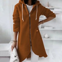 Load image into Gallery viewer, SABAUNGH Hoodie with Curved Hem, Double Pockets, and Zipper Closure