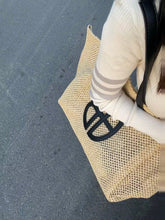 Load image into Gallery viewer, IOKE #3 Summer Large Straw Tote Beach Bag Handwoven Fish Net Design