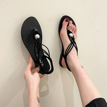 Load image into Gallery viewer, ELA #2 Casual Beach Inspired Braided Pearl Women Flat Sandals Open Toe