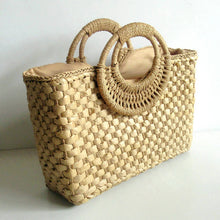 Load image into Gallery viewer, OKALANI Casual Versatile Square Woven Handbag Straws Shoulder Tote Bag - Bali Lumbung
