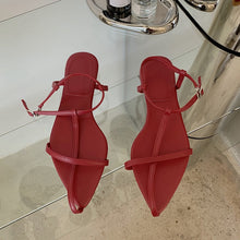 Load image into Gallery viewer, ESSY Ladies Pointed Toe Ankle Buckle Flat Sandals