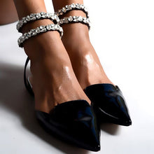 Load image into Gallery viewer, NIZHONI Women's Closed-Toe Crystal-Accented Ankle-Strap Pointed Toe Flat Shoes - Bali Lumbung