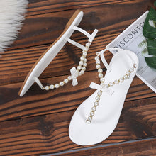Load image into Gallery viewer, SHARON Classic Pearl Bow-Knot Design Comfortable Clip Toe Flat Sandals - Bali Lumbung