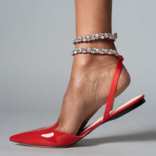 Load image into Gallery viewer, NIZHONI Women's Closed-Toe Crystal-Accented Ankle-Strap Pointed Toe Flat Shoes - Bali Lumbung