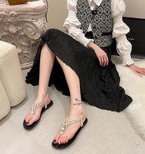 Load image into Gallery viewer, ELA #2 Casual Beach Inspired Braided Pearl Women Flat Sandals Open Toe