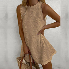 Load image into Gallery viewer, PRILLY Elegant Flower Print Crew Neck Sleeveless Lose A-Line Dress