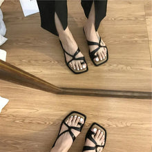 Load image into Gallery viewer, IDA Ankle Cross Straps Wedge Flat Sandals - Bali Lumbung