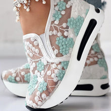 Load image into Gallery viewer, OSLA Women's Heeled Sneakers Bost Stylish Mesh Embroidery Design of Flowers