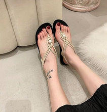 Load image into Gallery viewer, ELA #2 Casual Beach Inspired Braided Pearl Women Flat Sandals Open Toe