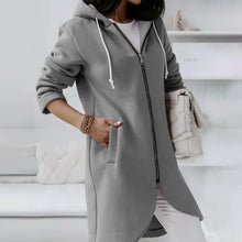 Load image into Gallery viewer, SABAUNGH Hoodie with Curved Hem, Double Pockets, and Zipper Closure