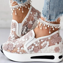 Load image into Gallery viewer, OSLA Women's Heeled Sneakers Bost Stylish Mesh Embroidery Design of Flowers