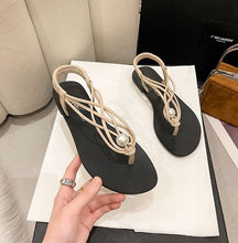 Load image into Gallery viewer, ELA #2 Casual Beach Inspired Braided Pearl Women Flat Sandals Open Toe