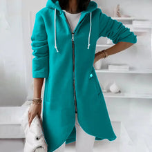 Load image into Gallery viewer, SABAUNGH Hoodie with Curved Hem, Double Pockets, and Zipper Closure