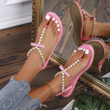 Load image into Gallery viewer, SHARON Classic Pearl Bow-Knot Design Comfortable Clip Toe Flat Sandals - Bali Lumbung