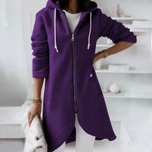 Load image into Gallery viewer, SABAUNGH Hoodie with Curved Hem, Double Pockets, and Zipper Closure