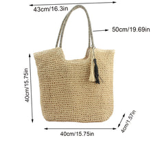 Load image into Gallery viewer, CORAL Casual Vintage Two Tones Color Tote Beach Straw Bag - Bali Lumbung
