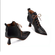 Load image into Gallery viewer, CIA Pointed Toe Square High Heel Buckle Ankle Boots - Bali Lumbung