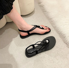 Load image into Gallery viewer, ELA #2 Casual Beach Inspired Braided Pearl Women Flat Sandals Open Toe