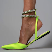 Load image into Gallery viewer, NIZHONI Women's Closed-Toe Crystal-Accented Ankle-Strap Pointed Toe Flat Shoes - Bali Lumbung