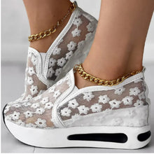 Load image into Gallery viewer, OSLA Women's Heeled Sneakers Bost Stylish Mesh Embroidery Design of Flowers